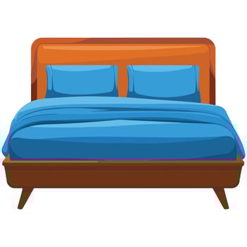 Wooden bed with sheets vector
