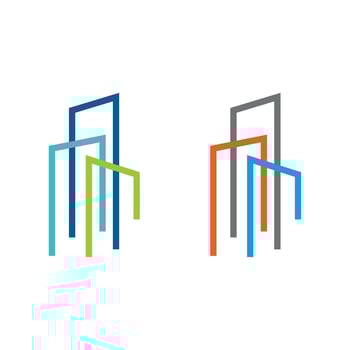 Set Outline Skyscrapers Logo Template Illustration Design. EPS 10. vector