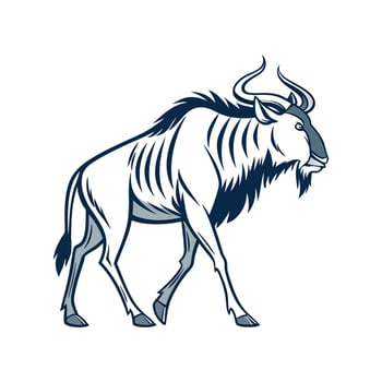Charming Blue Wildebeest on White vector