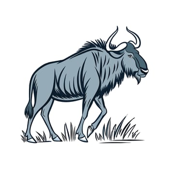 Stylish Blue Wildebeest Illustration vector