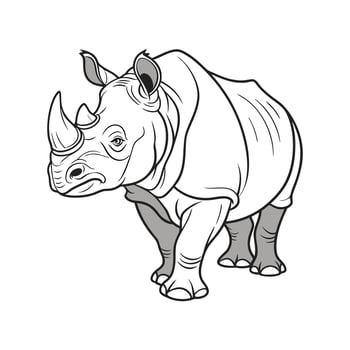 Majestic Indian Rhino on White Background vector