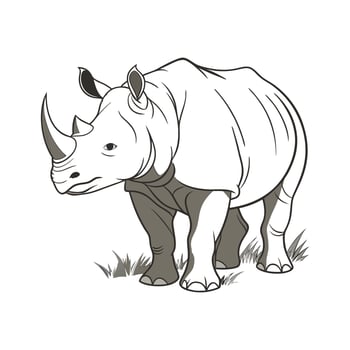 Sumatran Rhino on White Background vector