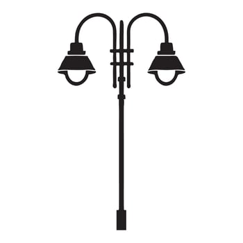 Vintage Style Two Lantern Street Light Silhouette Illustration vector