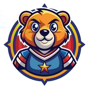 Cute Teddy Bear Mascot with Logo Illustration and Cartoon Style vector