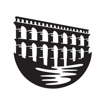 Abstract Black Silhouette of Aqueduct Bridge Design vector