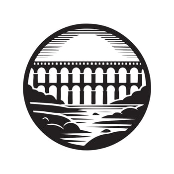 Professional Black Aqueduct Bridge Silhouette for Designers vector