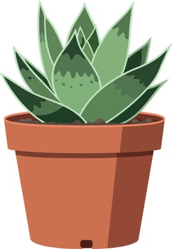 Green succulent plant in a terracotta pot with a minimal flat design style illustration vector