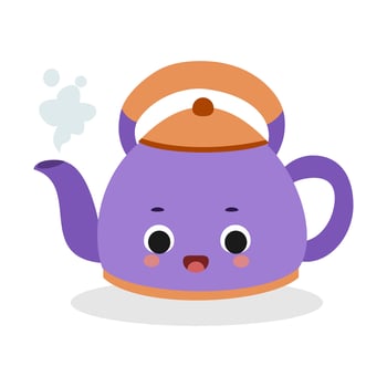 Cute kettle illustration isolated on white background vector