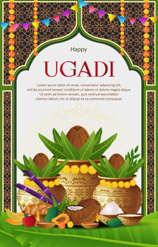 Happy Ugadi Festival for india holiday event with vertical template concept vector
