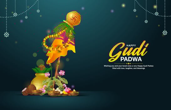 Happy Gudi Padwa Festival background for Celebration Holiday of India vector