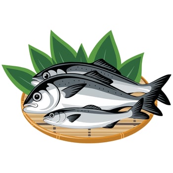 Mackerels on basket vector