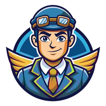 Logo Illustration of a Male Pilot Mascot in a Cartoon Style vector