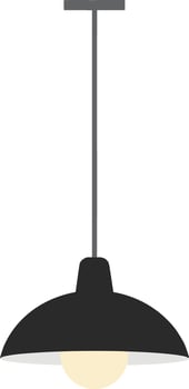 Modern black pendant lamp hanging from the ceiling in a minimalistic design, illuminating the space softly in art vector