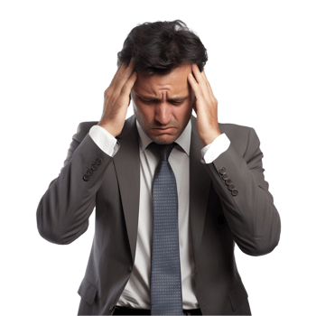 Stressed businessman experiencing crisis at office emotional struggle indoor environment close-up viewpoint png