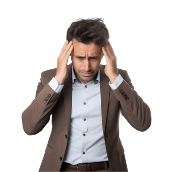 Stressed businessman in office professional setting portrait emotional turmoil close-up anxiety management png
