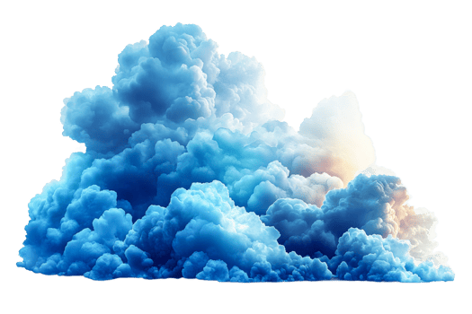 Blue fluffy clouds with a soft light background png