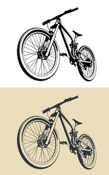Freeride mountain bicycle illustrations vector