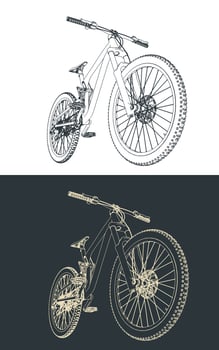 Freeride mountain bike illustrations vector