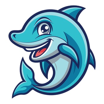 Animated Dolphin Mascot Character with Cartoonish Style and Graphic Illustration vector