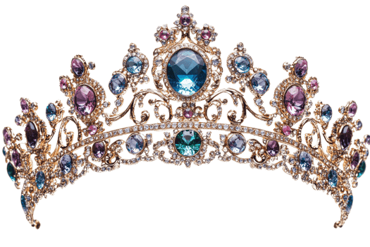 Colorful gemstone crown with intricate design png