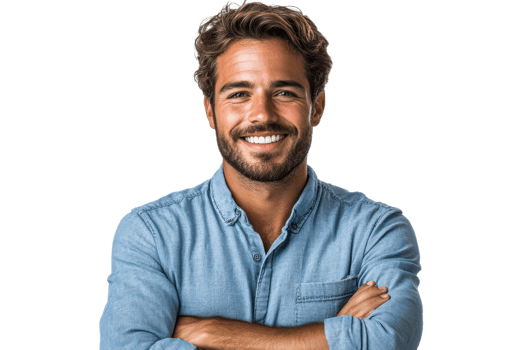 Smiling man with crossed arms and casual attire png