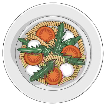 Spiral pasta dish vector