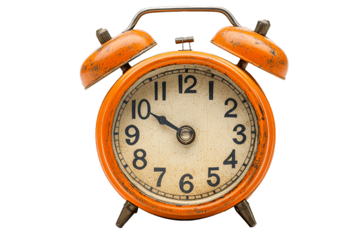 Vintage orange alarm clock with a classic design png