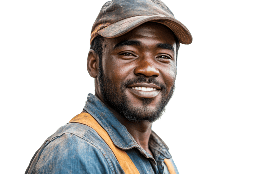 Smiling worker with cap on transparent background png