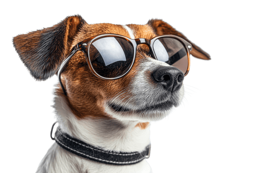 Dog wearing sunglasses with a stylish look png