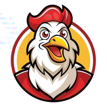 Cute and Playful Chicken Mascot Illustration with Vibrant Logo Design vector