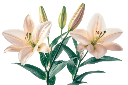 Beautiful lilies with buds on a transparent background png
