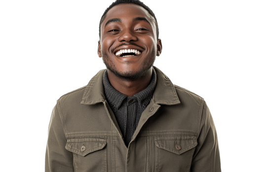 Young man smiling brightly against a transparent background png