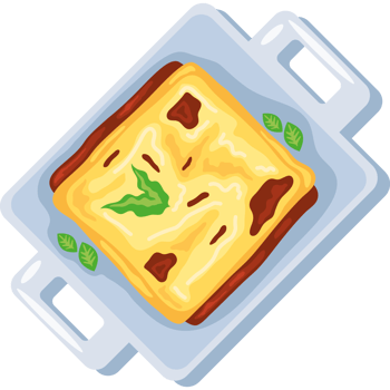 lasagna pasta on a plate with spinach leaf png