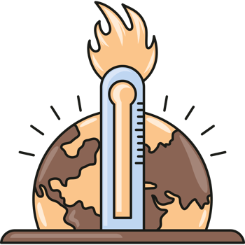 climate change thermometer near the globe png