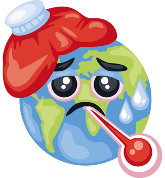 cute planet suffering from global warming png