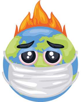 sick earth in face mask for global warming png