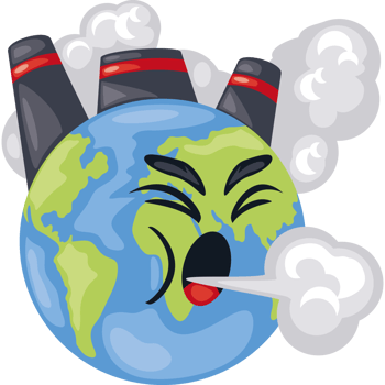 cartoon planet coughing from factory pollution png