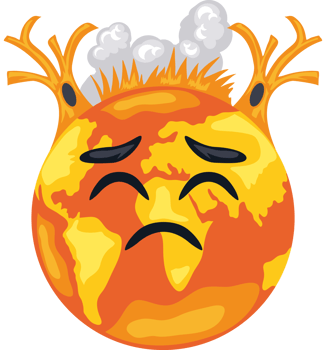 burning cartoon earth for global warming png