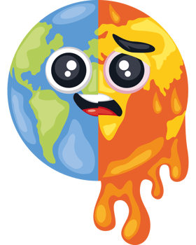 global warming cartoon melting planet png