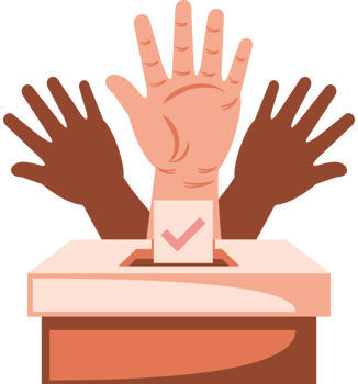 voting box with citizen hands png
