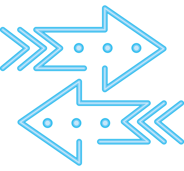 neon two arrow pointing in different directions png