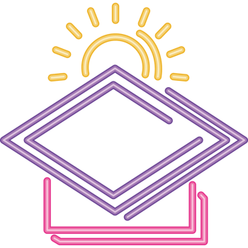 sun and rhomb neon light label png