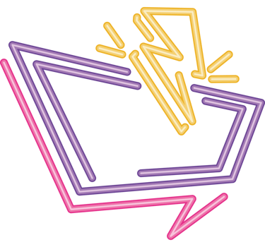 speech bubble and thunder neon light label png