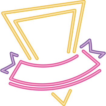 triangle and ribbon neon light label png