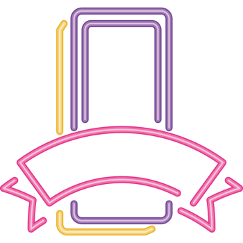rectangle and ribbon neon light label png