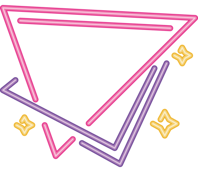 triangles pink and purple neon light label png