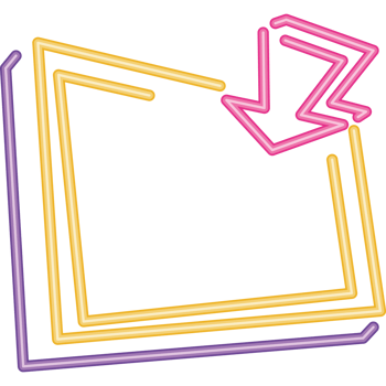 arrow and squares neon light label png