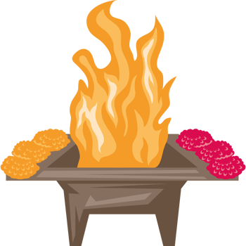 havan kund with yellow and red flowers png