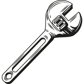 adjustable wrench mechanic tool sketch style png