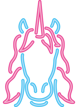 unicorn head neon lights animal png